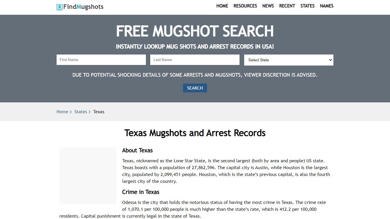 Find Texas Mugshots - Find Mugshots